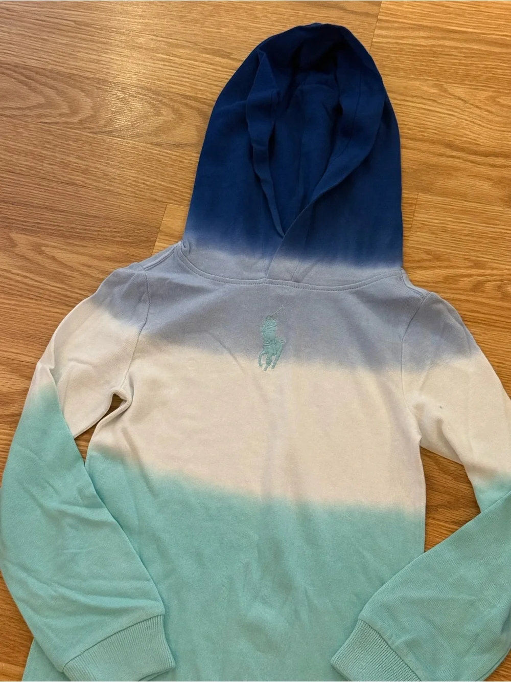 New with tag Ralph Lauren Blue, White & Mint Ombre Hoodie Dress girls